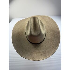 Atwood Straw Cowboy Hat Natural Tan Palm Leaf Long Oval Size 7 Made in Mexico
